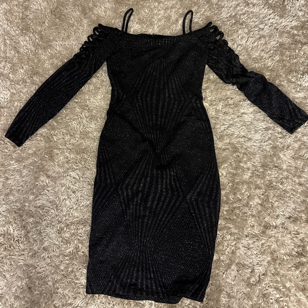 Ladies black and shimmery gold cocktail dress